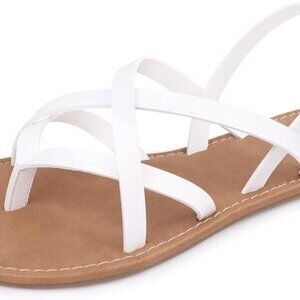 Women's Gladiator Flat Sandals Man Made Material Strappy Ankle Strap Shoes